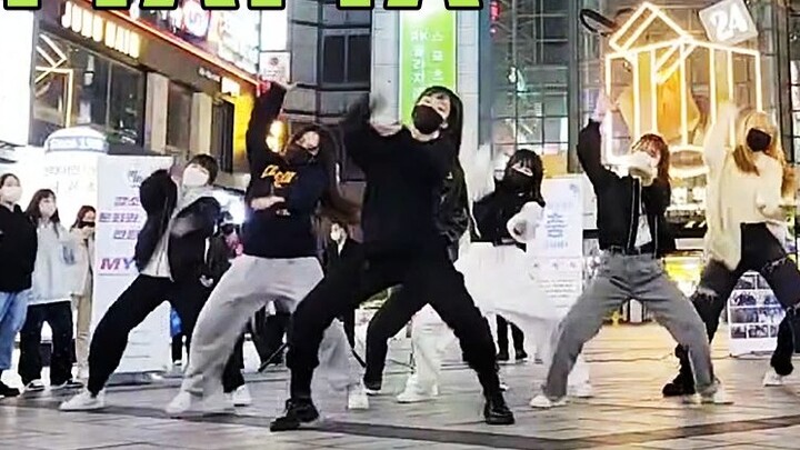 The street female warrior NOZE choreographed a road show cover of "Hey MAMA". This dance is about pu