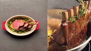 The "pan-seared lamb chops" created by a chef from a Michelin 2-star restaurant—this plating is abso