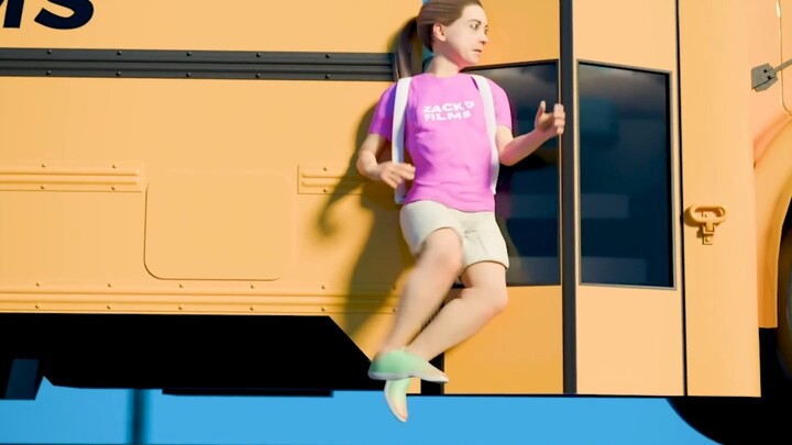 Little girl dragged by a bus