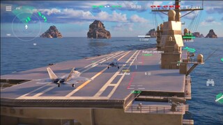 Modern Warships: USS GERALD R. FORD in farming Gold and Dollar gameplay.