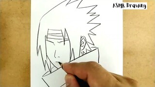 ASMR DRAWING SASUKE from manga naruto japan / how to draw sasuke