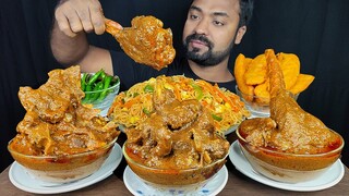 HUGE SPICY MUTTON CURRY, PUMPKIN PAKODA, SCHEZWAN NOODLES, CHILI MUKBANG ASMR EATING | BIG BITES |