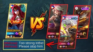 TOP GLOBAL IRITHEL VS THREE SENIOR BADGE ENEMIES 🔥 TASTES CRITICAL DAMAGE IRITHEL | WHO WILL WIN??