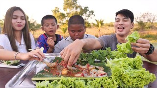 กินตำกุ้งสดตัวใหญ่เนื้อหวานมาก