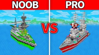 Mikey Family & JJ Family - NOOB vs PRO : Warship House Build Challenge in Minecraft (Maizen)