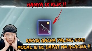 HANYA DENGAN 1X KLIK DAPAT SKIN M4 GLACIER MODAL 10 UC , REKOR GACHA SKIN PALING HOKI - PUBG MOBILE
