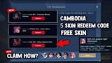 CAMBODIA 5 SKIN REDEEM CODE SKIN! FREE SKIN! NEW REDEEM CODES! CLAIM HOW?! | MOBILE LEGENDS 2022