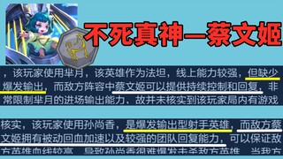 官方认证的最强英雄——蔡文姬，伤害高和低都打不死