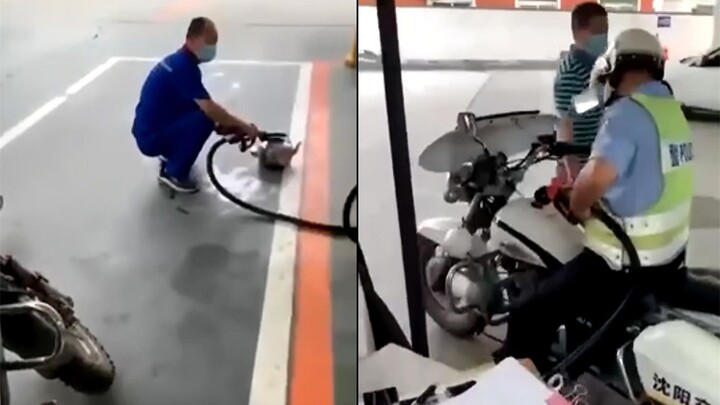 Gas stations treat differently? Man reveals police motorcycles can be refueled directly with fuel no