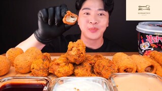 Mukbang gà rán giòn sốt phô mai phần 3 #anngon