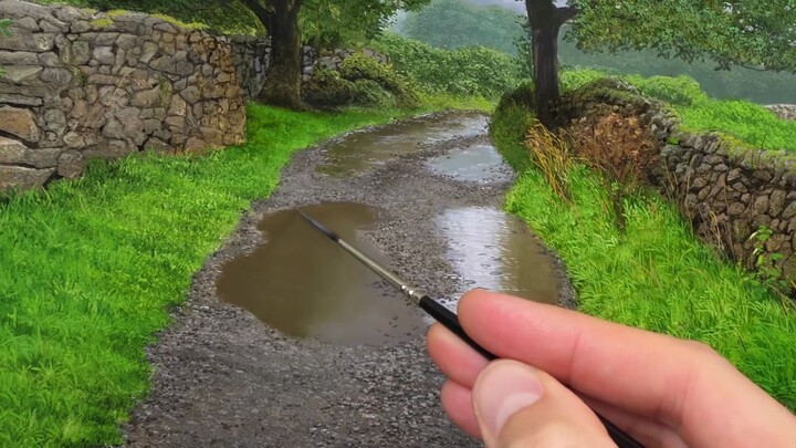 [Oil Painting Tutorial] How to Paint a Rainy, Muddy Path