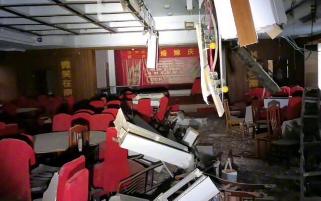 An unfinished wedding in an abandoned hotel