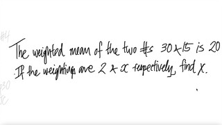 prob stat: The weighted mean of the 2 #s  30 & 15 is 20.