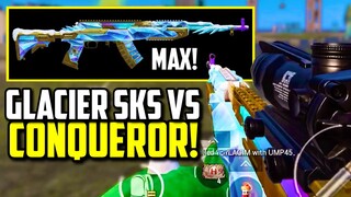 USED NEW GLACIER SKS SKIN AGAINST CONQUEROR SQUAD! | PUBG Mobile