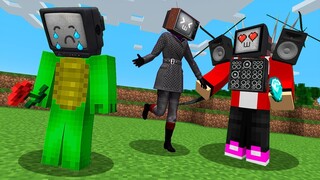 JJ TV MAN TITAN and MIKEY - Sad Love Story with TV WOMAN in Minecraft - Maizen