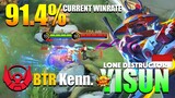 9 Minutes Maxed Level with 91.4% Current Winrate | Yi Sun-shin Gameplay By BTR Kenn. ~ MLBB