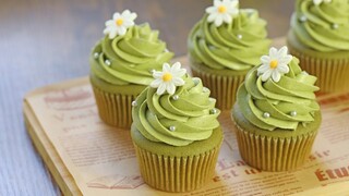Bánh cupcake trà xanh | Matcha cupcakes with matcha buttercream