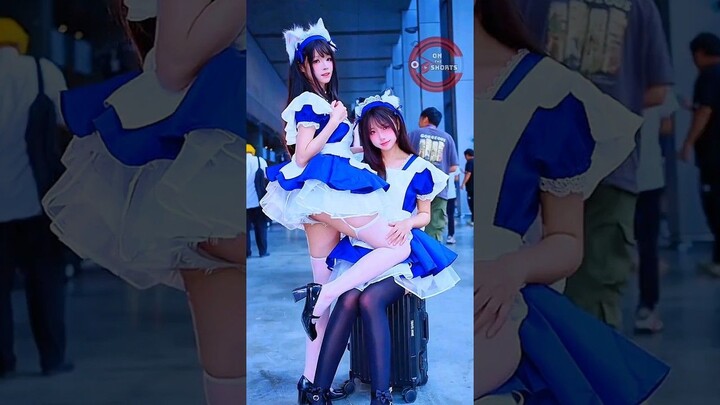 Cat Girls Maid Cafe So Cute  Cat Girl Cosplay ❤️ Maid Cosplay #shorts