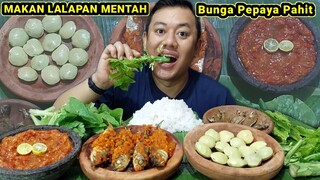 MUKBANG MAKAN LALAPAN JENGKOL MUDA MENTAH + BATANG PEPAYA + IKAN ASIN + SAMBAL TERASI + IKAN BALADO