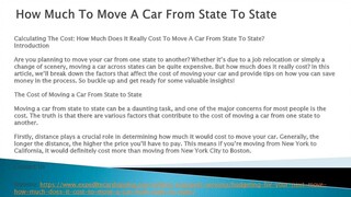 How Much To Move A Car From State To State
