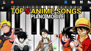 TOP 5 ANIME SONGS ON PERFECT PIANO ( Easy to Learn ) | PIANO MOBILE