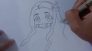 MENGGAMBAR NEZUKO DARI ANIME KIMETSU NO YAIBA