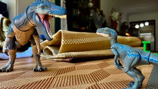 【自制定格动画】初中生爆肝4天，迅猛龙Blue VS 异特龙 制作不易，起码点个赞再走呢～（侏罗纪世界）