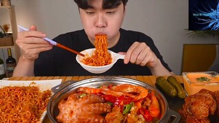 Mukbang bạch tuộc sốt cay siêu ngon phần 2 #anngon