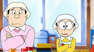 Nobita mengenakan topi burung dan terbang bebas di langit #Doraemon