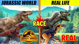 Jurassic World Dinosaur vs Real Life Dinosaur Race | SPORE