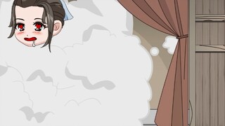 The wife was committing adultery in the house, but the husband was lying outside the door secretly w