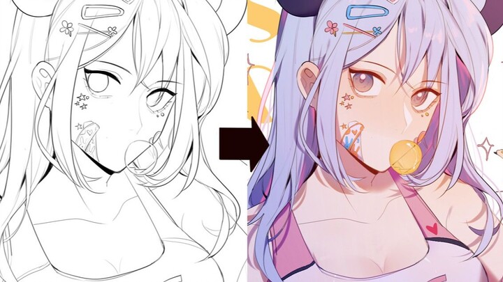 【Painting Tutorial】Easy flat painting☆Coloring process at original speed explained