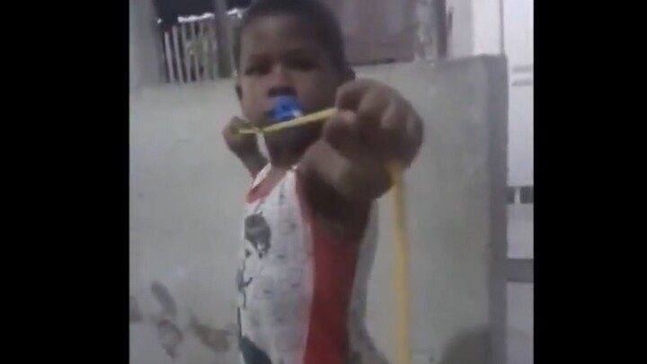 The kid hasn't realized the seriousness of the situation yet (hilarious).