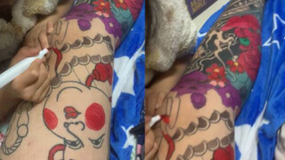 Keponakan perempuan mewarnai tato untuk pamannya, benar-benar mirip kebun rahasia versi nyata! Sang 