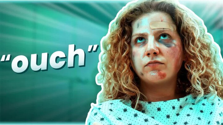 Pulling out an IV needle in an action movie...