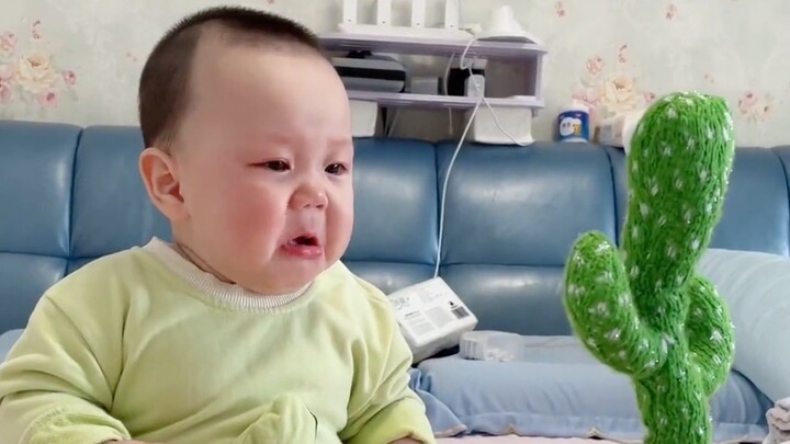 Even the “baby-soothing cactus” is stumped by this little one—who’s already testing the limits at su