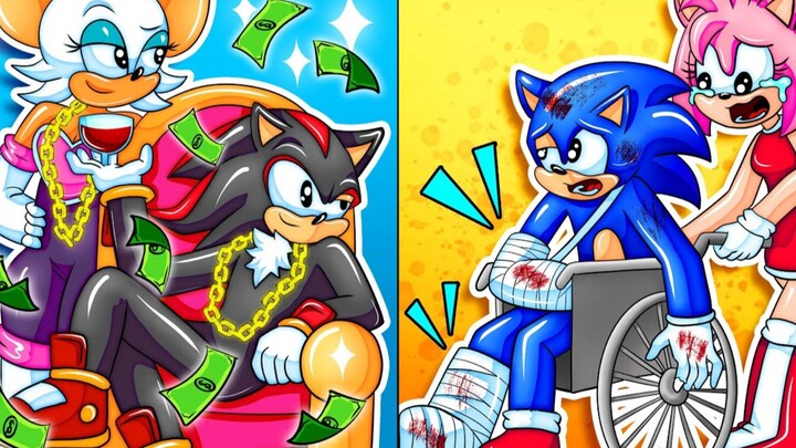 Sonic was in an accident while rescuing Shat, who found the gold but was ungrateful and abandoned So