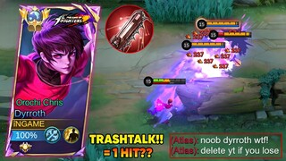 DYRROTH NEW INSANE ONE HIT TRICK TO BEAT TRASHTALKER META🔥WTF DAMAGE BUILD 2024!!