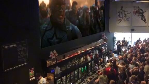 crowd reacting to endgame battle sceen