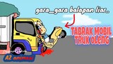 Kecelakaan Balap Liar Motor Drag Tabrak Mobil Truk Oleng | Kartun Animasi Lucu
