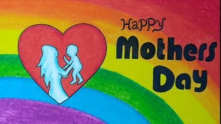 Menggambar tema hari ibu || Cara menggambar dan mewarnai poster hari ibu