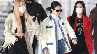 JENNIE changed her clothes and quickly went to Japan with JISOO and ROSÉ | 200221 Departure from Inc