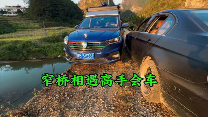 Narrow Bridge Encounter—Watch the Driving God's Ultimate Passing Maneuver!