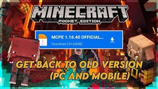 HOW TO GET BACK TO OLD VERSION OF MINECRAFT (MINECRAFT BEDROCK)