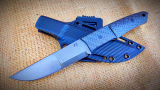 【Handmade】Forged Uzi Steel Carbon Fiber Handle BUSHCRAFT Multifunctional Knife with Old Bits | Autho