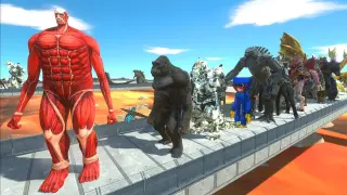 COLOSSAL TITAN vs GHIDORAH LAVA DEATH RUN - Animal Revolt Battle Simulator