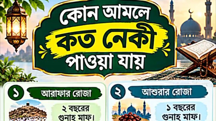 কোন আমলে কত নেকী পাওয়া যায়। #motivation #hadisbangla #viral #reels #foryou