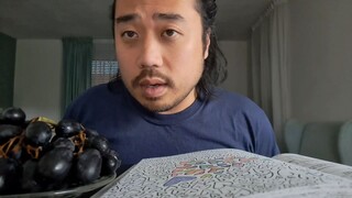ASMR Eating Dark Red Grapes, Hand Licking & Coloring Hearts ❤️