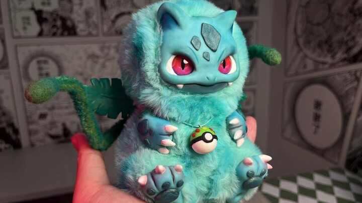 Bulbasaur evolves into Ivysaur! Fantasy creature plush, handmade