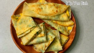 BỮA ĂN SÁNG NHANH CHÓNG RẺ NGON- CÁCH LÀM BÁNH BỘT MÌ RÁN TRỨNG- BÁNH LÀM TỪ BỘT MÌ-BẾP YÊN BÌNH.